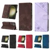 Fashion Hand Feeling Leather Wallet Cases For Samsung S23 Ultra Plus S22 A04 Core A04E A54 5G A34 A14 5G Imprint Skin Feel Credit ID Card Slot Holder Flip Cover Strap