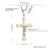 Pendant Necklaces Catholic Crucifix Stainless Steel Chain Necklace Men Jewelry Jesus Crystal Cross MN208