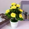 Dekorativa blommor Växtpanna Artificial Flower 1Set Rose Potted Bonsai Living Room Office Garden Decor