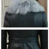 Women's Jackets Leather Jacket for Winter Plus Velvet Warm Slim Big Fur Collar Long Coat Female Outerwear 230302