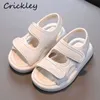 Sandaler Fashion Baby Boys Girl's Summer Shoes Solid Pu Mesh Beach Sandaler för barn Småbarn Casual Soft Bottom Anti Slip Children Sandaler R230220