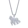 Collares colgantes Animal Iced Out Gorilla Collar con cadena Moda 2 colores Zircon Mens Hip Hop Joyería