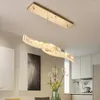 Ljuskronor Modern LED Luxury Crystal Long Strip Bar Light Restaurant Kitchen Home Pendant Lamp Lighting Art Deco Design