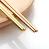 Chopsticks 5 par rostfritt stål titanisera kinesiska guldchopsitcks Set Black Metal Chop Sticks som används för sushi -servis 230302