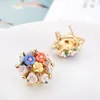 Stud Earrings For Women Boucle D'oreille Jewelry Brincos Crystal Pendientes Mujer 2023 Fashion Multicolor Flower Bijoux