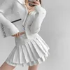 Skirts HOUZHOU Preppy Style Double Pleated Women Korean Skort Summer Sexy Y2k High Waist Patchwork Solid Mini Aline Casual 230302