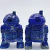 Decoratieve beeldjes natuurlijke lapis lazuli cartoon robot kristal snijwerk ambachten genezende energie steen mode woning decoratie cadeau 1 stks