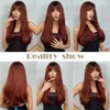 Synthetic Wigs Easihair Brown Red Long Wavy Ombre Synthetic Wigs with Bangs Natural Hair for Women Cosplay Halloween Heat Resistant 230227