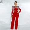 Women's Jumpsuits Rompers VAZN Lady Fashion High Street Style Jumpsuits Long Sleeve High Collar Appliques Zipper Jumpsuits Long Pants 230301