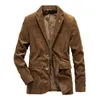 Garnitury męskie Blazers Corduroy 2 guziki Blazer Men Men Casual Jacket Office Biznesmen's Ubrania