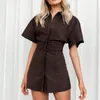 Party Dresses White Dress Short Sleeve Summer For Women 2023 Fashion Bodycon Mini Shirt Elegant Vintage Black