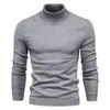 Suéteres masculinos Turtleneck de inverno Sweeters grossos para homens de tartaruga casual cor de cor sólida qualidade de gola alta quente Sweathers de gola alta 230302