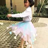 Skirts 2-12Yrs Rainbow Girls Skirts Baby Girl Colorful Irregular Skirt Bottomst Long Skirt Fashion Color Strip Princess Dance Tutu 2022 T230301