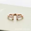 Designer tiffay High Edition doppio anello da donna in oro rosa 18 carati Fritillaria scultura semplicità della moda
