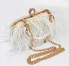 Women Fluffy Ostrich Feather Dress Purse Shoulder Wedding s Designer Chain Evening Party Clutch BagL230302