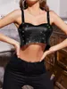 Women's Tanks 2023 Sexy Metal Chain Halter Top Tee Camisole Sequins Backless Low Cut Sleeveless Tube Tops Club Party Chic Wrap Cropped Camis