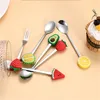 Forks 7pcs Paslanmaz Çelik Meyve Şeklinde Kahve Kahve Tatlı Çatal Şeker Çay İçecek Takım Mutfak Malzemeleri 230302