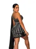 Roupa étnica Africano Vestido Feminino Com Diamante Sem Mangas Império Magro Ropa Mujer Moda Elegante Sexy Clubwear Vestidos Curtos