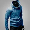 Herren-Kapuzenpullover, stilvoll, einfarbig, langärmelig, diagonaler Reißverschluss, Baumwolle, Sport-Hoodie, Mantel, lässiger Trainingsanzug