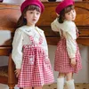 Jupes BEBEZOO Filles Jarretelles Jupes Rouge Plaid Casual Doux A-ligne Jupe Robe Mignonne Pour 3-8 Ans Enfants Fille Vêtements T230301