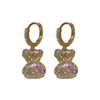 Cute Bear Drop Earrings Golden Copper Zircon Earrings Gifts for Women Girls Animal Dangle earrings GC1940