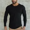 T-shirts pour hommes Hommes Mode Gymnases Bodybuilding Sporting T-shirts À Manches Longues Fitness Hommes Solide Haute Qualité