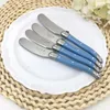 Dinnerware Sets 410pcs 625'' Laguiole Cheese Knife White Blue Yellow Plastic Handle Butter Spreader Knives Bread Slicer Restaurant Cutlery 230302