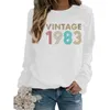 Damen Hoodies Sweatshirts Vintage 1983 gedrucktes Fleece Long Sleeve O Hals Lose Sweatshirt Girls Hoodie Pullovers Winter 230301