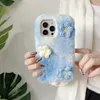 Custodie a fiori 3D per Iphone 15 14 Pro Max 13 12 11 X XS XR 8 7 Plus Soffice pelliccia Fuzzy Moda Capelli Peluche Morbido TPU Floreale Ragazza Signora Donna Cromato Metallico Telefono Cover posteriore Pelle