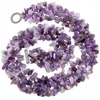 Choker TUMBEELLUWA Purple Crystal Quartz Chips Stone Bib Necklace Chain Collar 17.5 Inches