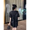 Casual Dresses designer Kardashian same paragraph triangle logo shows thin dress with drawcord at the back straight H-shaped cut version dropped shoulder bat sleeve