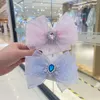 Nieuwe kinderen Big Bow Long Ribbon Mesh Princess Haarspeld Mesh Flowers Girls Hair Clips kinderdag geschenk Hoofdkleding Haaraccessoires 1791