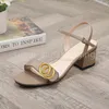 Designer Sandals Classic High heels Fashion Slides Women Dress Shoes Lady Metal Belt Buckle Sandal With Box 35-41