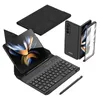Pour Samsung Galaxy Z Fold4 étuis de téléphone portable élément de clavier Bluetooth étui en cuir plier 3 tablette clavier sans fil ultra mince support créatif applicable