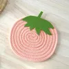 Table Mats Cartoon Fruit Placemat Red Strawberry Shape Drink Tea Cup Dish Drying Mat Pad Cotton Pot Holders Home Dining Decor