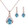 Chaînes 2023 cristal bleu opale or couleur tour de cou femmes mignon chaîne pendentif Collier filles Collier Collier bijoux fête