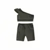 Kläderuppsättningar Citgeesummer Kids Girl Shoulder Tanks Topps Shorts Solid Color Wide Elastic Midje Set