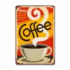 Kaffee-Poster, Vintage-Metall-Blechschild, Retro-Plakette für frischen und heißen Kaffee, Tee, Wandkunst, Dekor für Café, Geschäft, Haus, Restaurant, 30 x 20 cm, W03