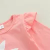 Giyim Setleri FocusNorm 2pcs Paskalya Küçük Kızlar Kıyafet 0-5y Tatlı Stil Baskı Uzun Kollu Pulove Üst Süksaklı Etek Giysileri Seti