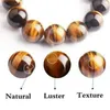 Strand 6/8/10/12mm natursten Tiger Eye Crystal Beads Armband för män Kvinnliga älskare par armband Buddha charm