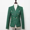 Kvinnors kostymer Blazers S-XXL Högkvalitativ 2023 Fashion Solid Color Green Lapel långärmad knapp Slim Casual Pendder ol