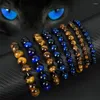 Strand 6/8/10/12mm natursten Tiger Eye Crystal Beads Armband för män Kvinnliga älskare par armband Buddha charm