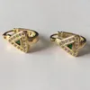 Boucles d'Oreilles Créoles Foromance/ Haute PIERRE ZIRCON VERT BRILLANT 4 STYLES TRIANGLE ROND Goutte d'Eau EN FORME D'OEIL BOUCLE D'OREILLE PLAQUÉ OR JAUNE