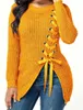 Frauen Pullover Herbst Casual Lace up Sexy Split Side Schlitze Einfarbig Lose Pullover Schlank Lange Stricken 230302