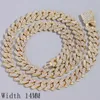 20MM Men Hip Hop Prong Cuban Link Chain Necklace Bling Iced Out 2 Row Rhinestone Paved Miami Rhombus Cuban Necklaces Jewelry 22inch
