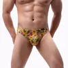 Onderbroek Fashion Men Underwear Floral Print Sexy Mens Briefs Lage taille Hoogwaardige slipjes Ademend elastisch slip cueca