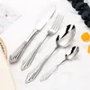 Set di stoviglie 162024 Pezzi Posate placcate oro Acciaio inossidabile Stoviglie di lusso Coltello forchetta Cucchiaio Utensili da cucina 230302