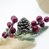 Decorative Flowers Christmas Artificial Pine Branch Cone Berry Ornament Bright Bonsai Desk Table DIY Home Decoration