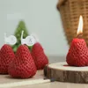 キャンドル2PCSクリエイティブフルーツストロベリーの香り3D食用豆腐ワックスアロマセラピー誕生日ウェディングキャンドルホームデコレーション
