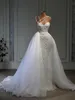 Arabic Beads Mermaid Wedding Dresses Tailored Feather 3D Floral Bridal Gowns Vestidos De Novia